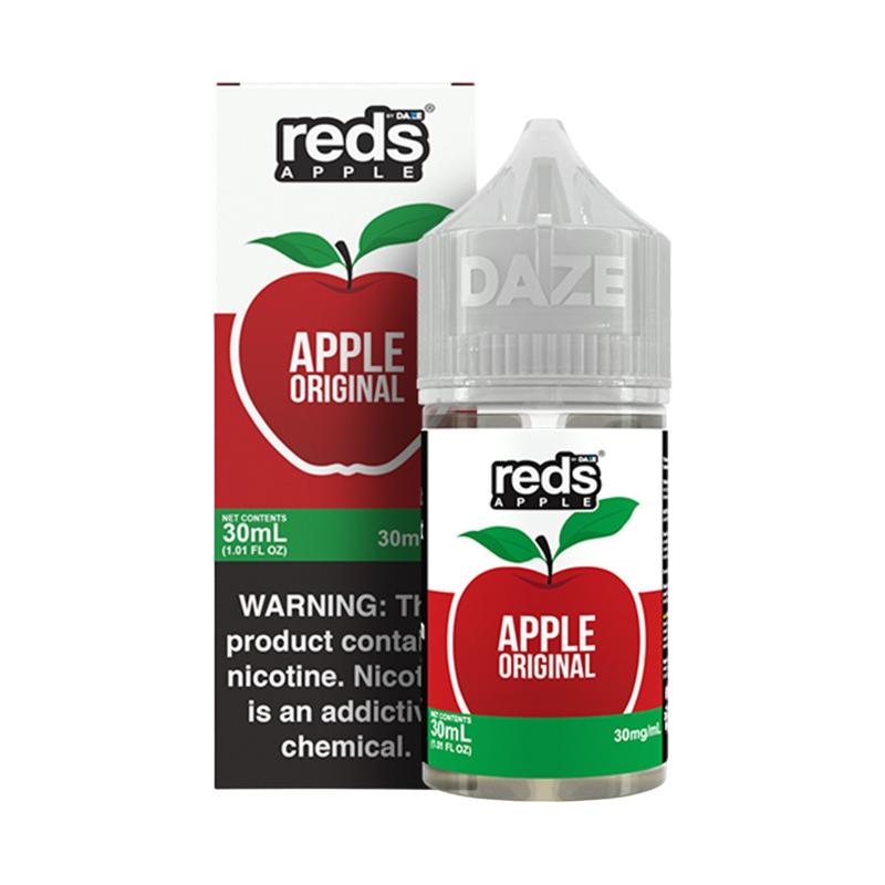 7Daze Reds Salts 30 mL bottle, a red-labeled nicotine salt e-liquid bottle with the Reds apple branding
