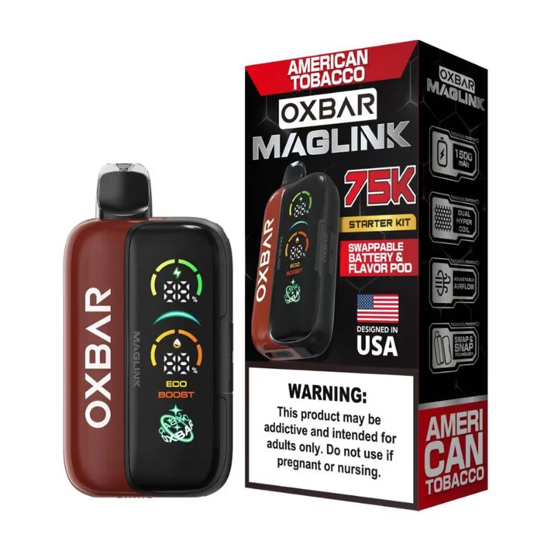 OxBar Maglink 75K Nixodine kit, the device and its magnetic pod, on white
