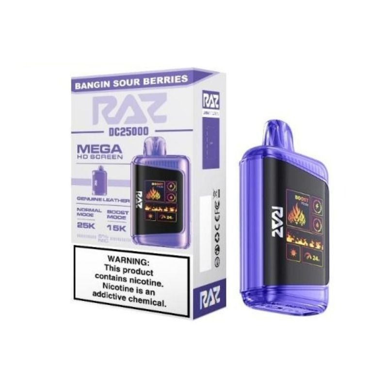 RAZ DC25000 disposable vape with front screen